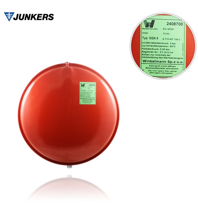 01 Vaso de expansion marca Junkers de 8 litros ZWA24 ZWC281 ZWC24-1 ZWE242 AE23 8715407154_A la venta en Suner