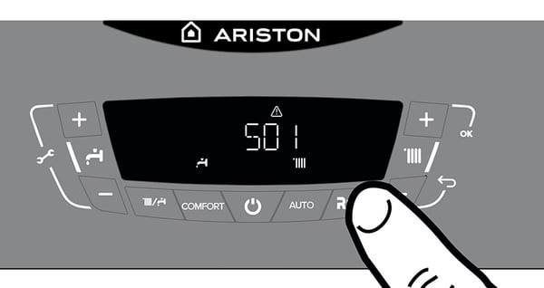 02 Error 501 en caldera Ariston_Ilustracion del panel de control de una Ariston Clas One