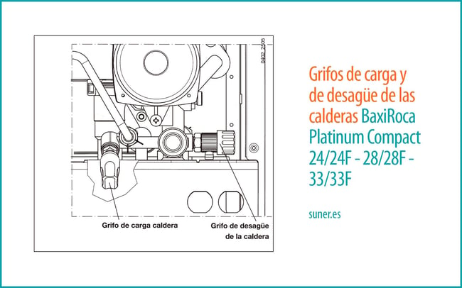02 Grifos de carga y de desague de las calderas BaxiRoca Platinum Compact 24-24F 28-28F y 33-33F