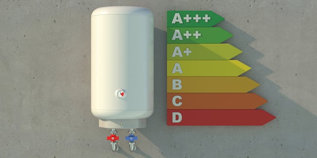 03 Calentador electrico junto a las barras de color de eficiencia energetica